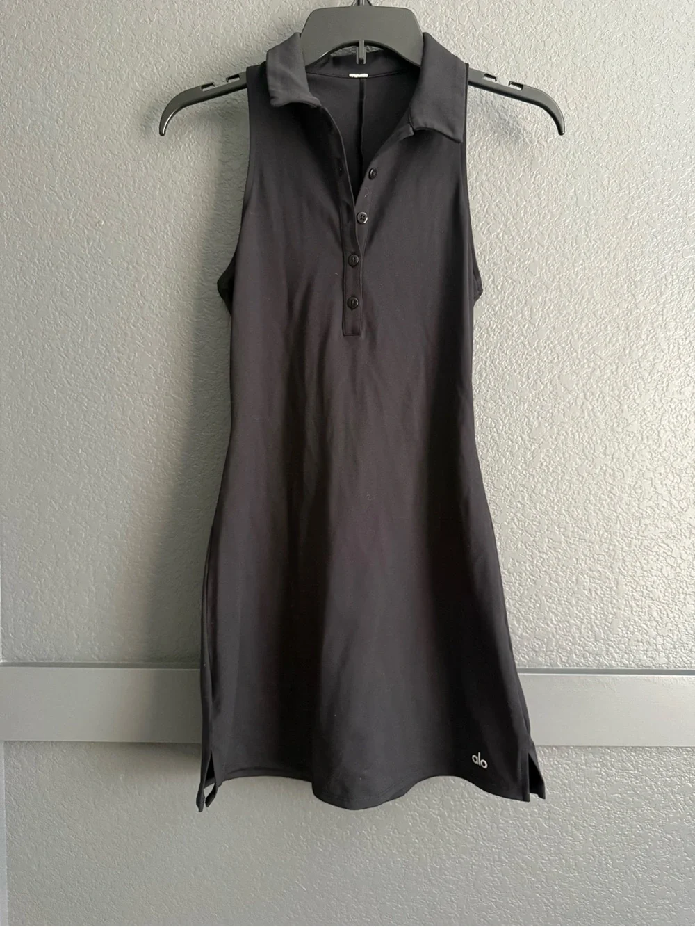 ALO Yoga • Charmed Black Sleeveless Polo Mini Dress XS